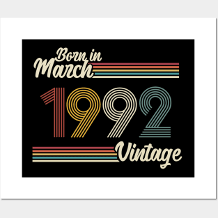 Vintage Born in March 1992 Posters and Art